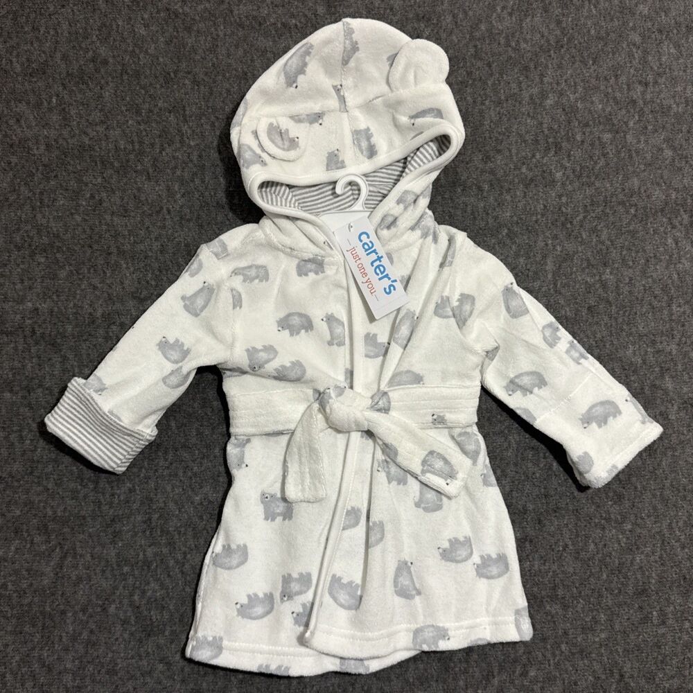 Carter's Baby Infant Unisex Robe One Piece Polar Bear Print White 0-9 Months